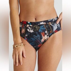 NWT Aqua Blu Abundance Marilyn High Waist Bikini Bottom Floral Tropical sz 14